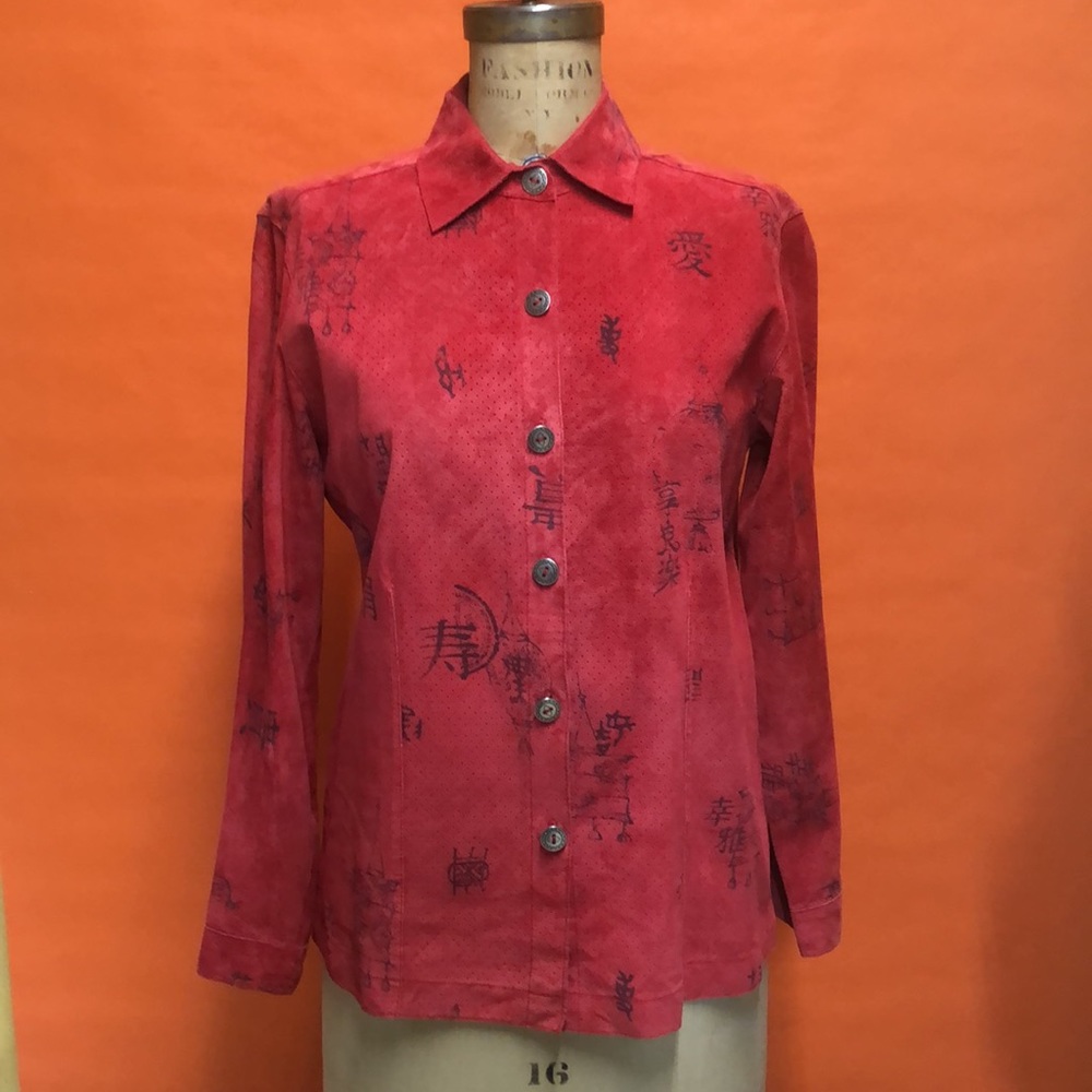 Chico's Leather Button Up Blouse